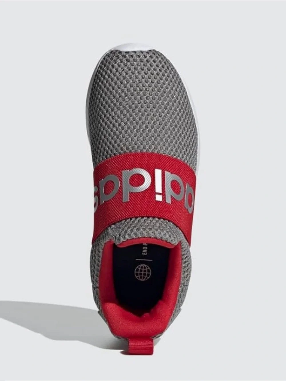 adidas Toddler Grey Mesh Slip-On Sneaker with Red Strap